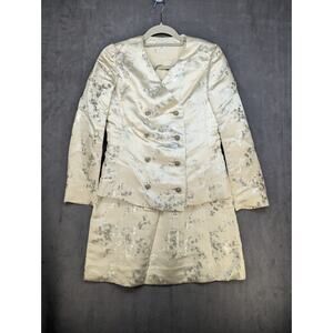 Vintage Double Breasted Skirt Suit Cocktail Wedding Mother Bride Champagne